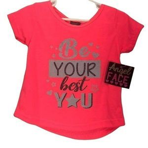 Angel Face Be Your Best‎ You Short Sleeve Shirt Athletic Girls Size 3T